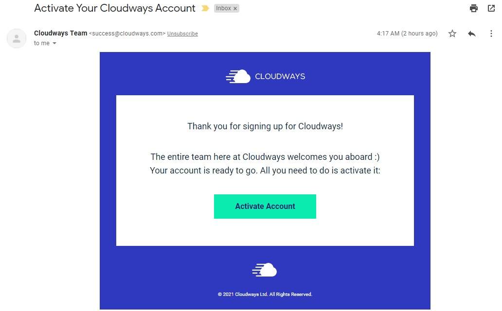 Activating Cloudways