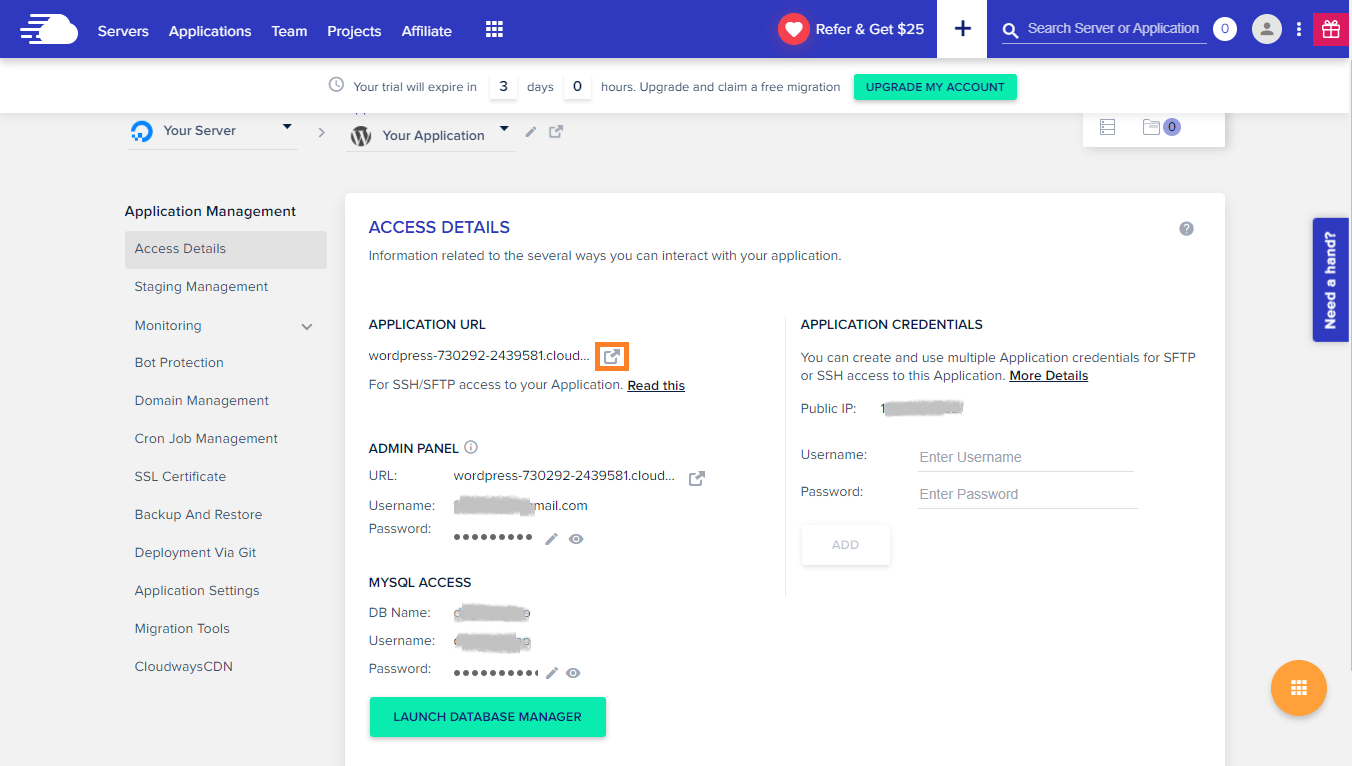 Application Management Cloudways