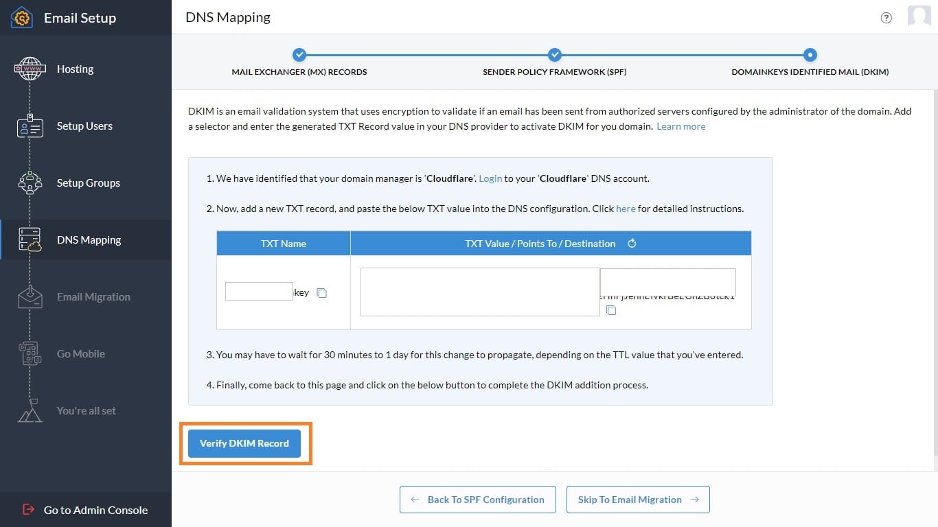 DKIM Zoho Configuration Done