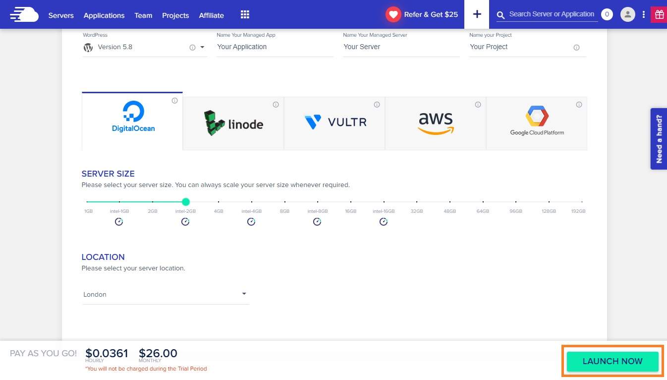 Digital Ocean Launch Cloudways