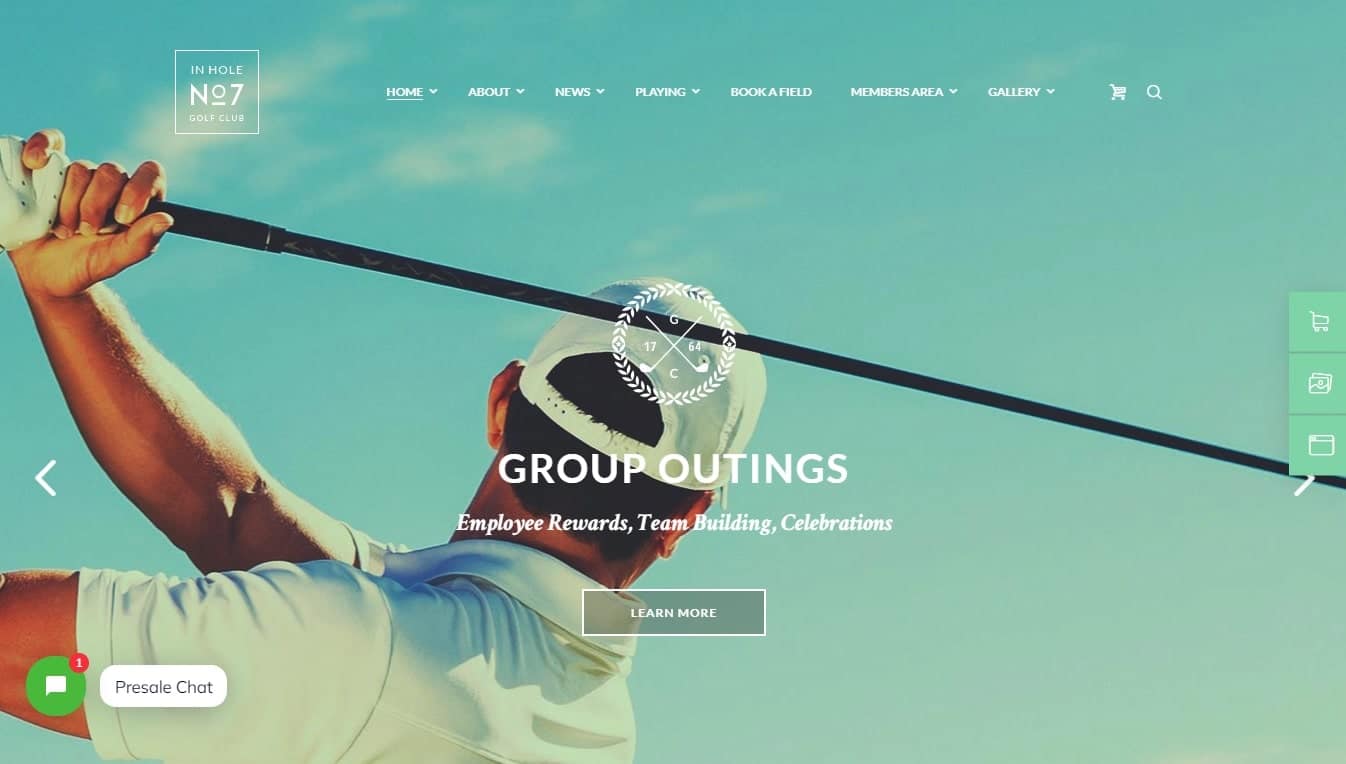 N7 Golf Club & Course Sports & Events WordPress Theme