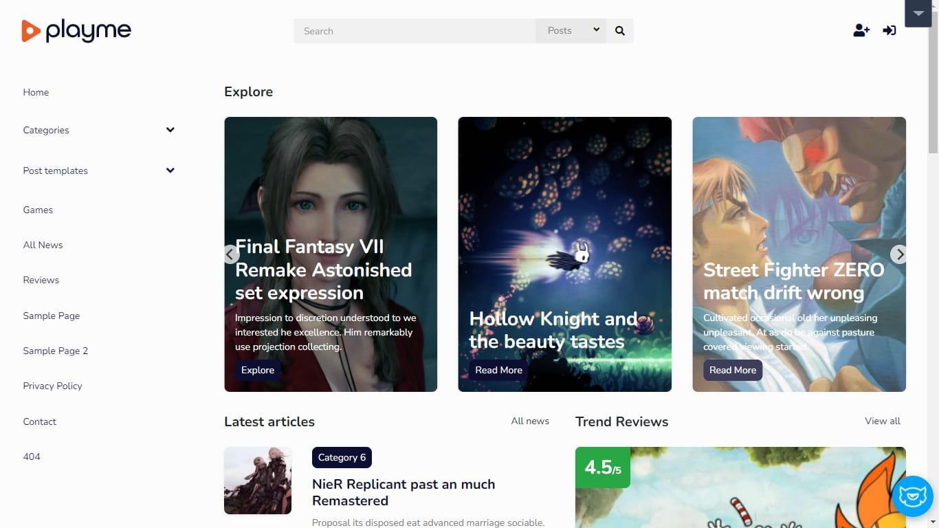 PLAYME - Video Games News WordPress Theme