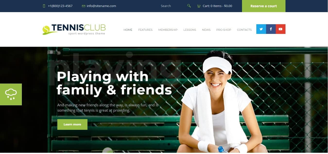 Tennis Club Sports & Events WordPress Theme