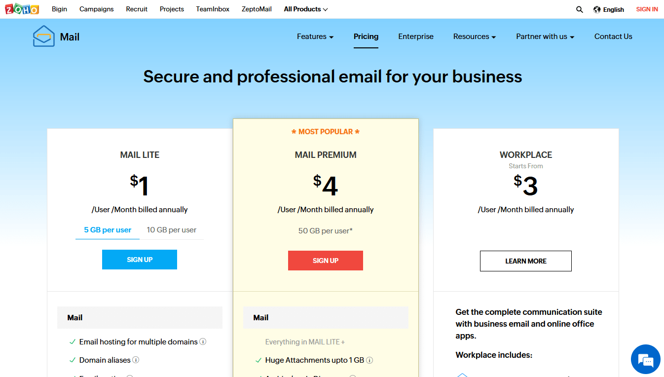 Zoho Business Email Hosting