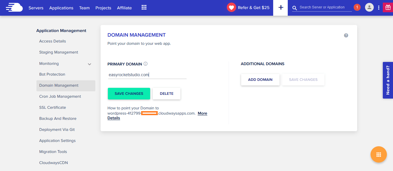 Cloudways Enter Domain Name