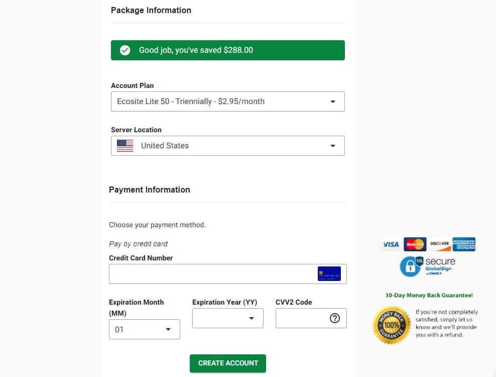 GreenGeeks cPanel Hosting Payment Terms and Pricing