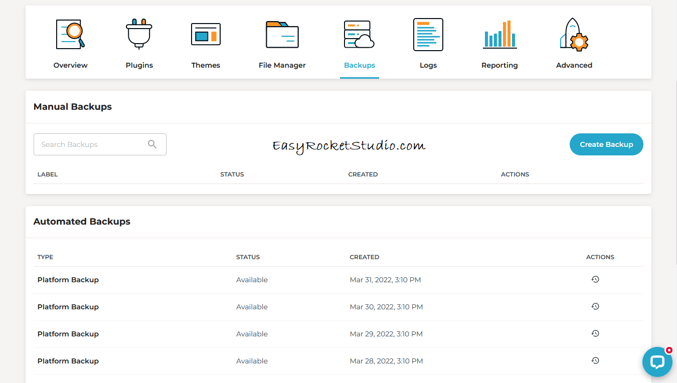 Rocket.net Backups