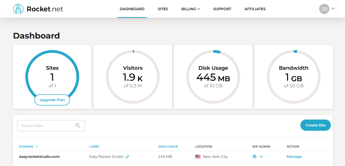 Rocket.net Dashboard