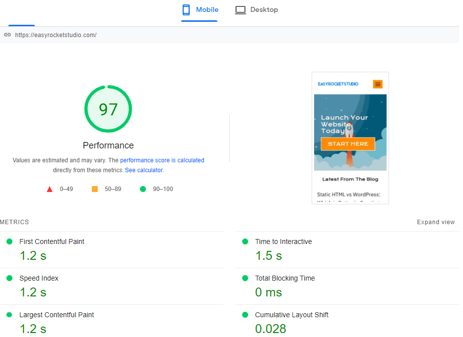 Rocket.net Mobile Speed Test