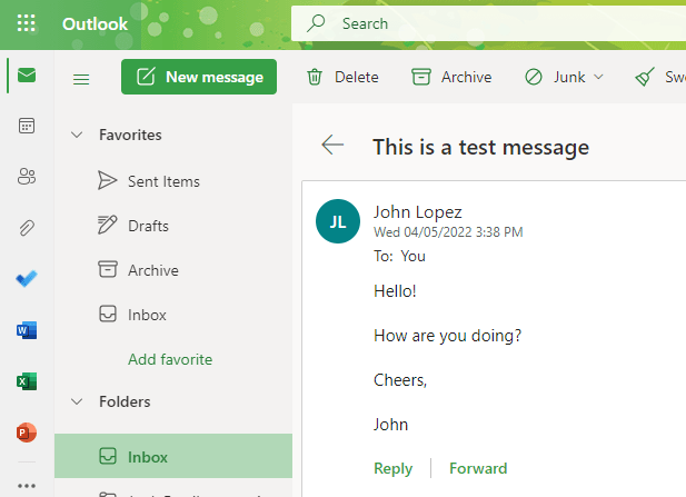 Receive a Test Message