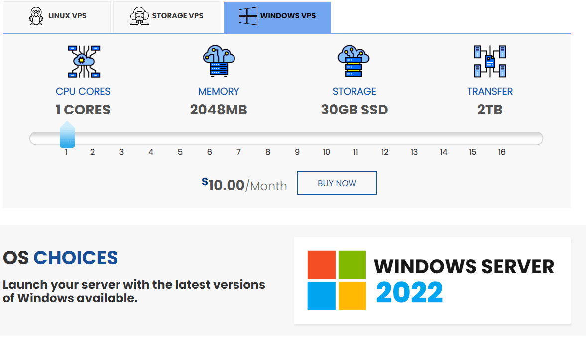 InterServer Windows VPS Plans and Pricing
