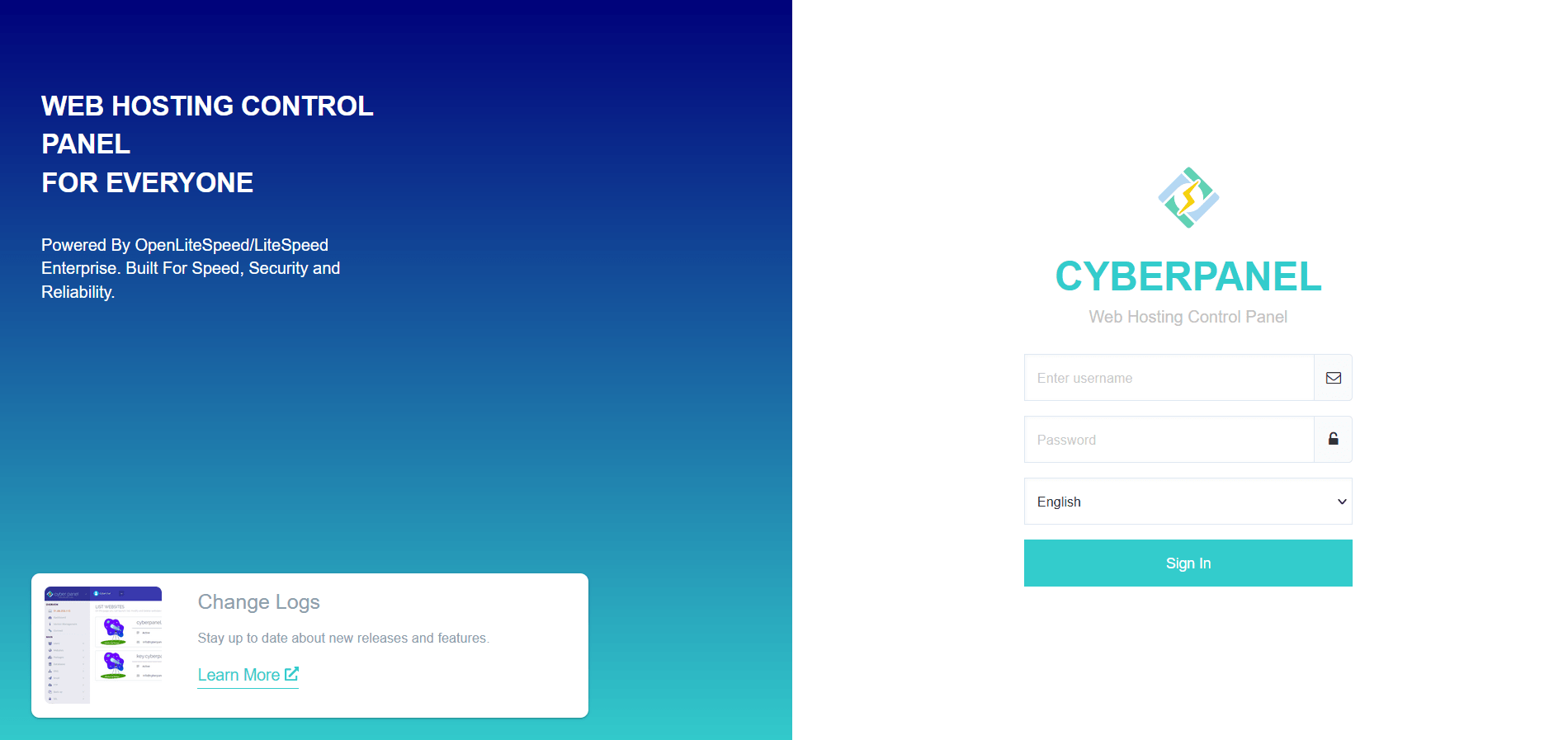 CyberPanel Home Interface