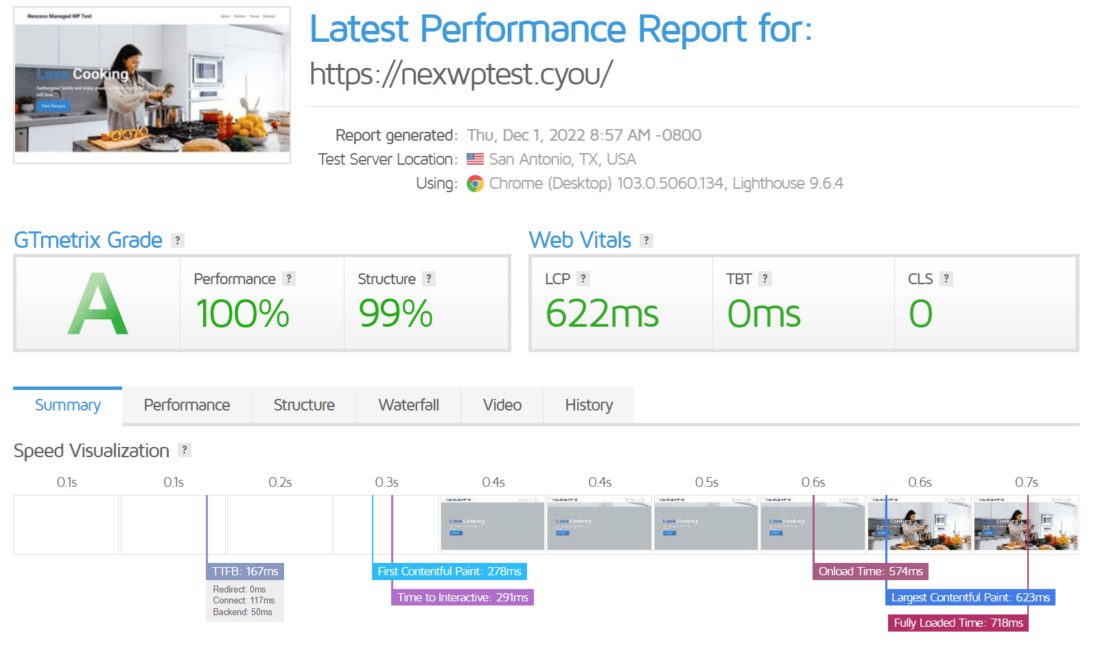 GTmetrix Desktop Results on Nexcess With WP Rocket