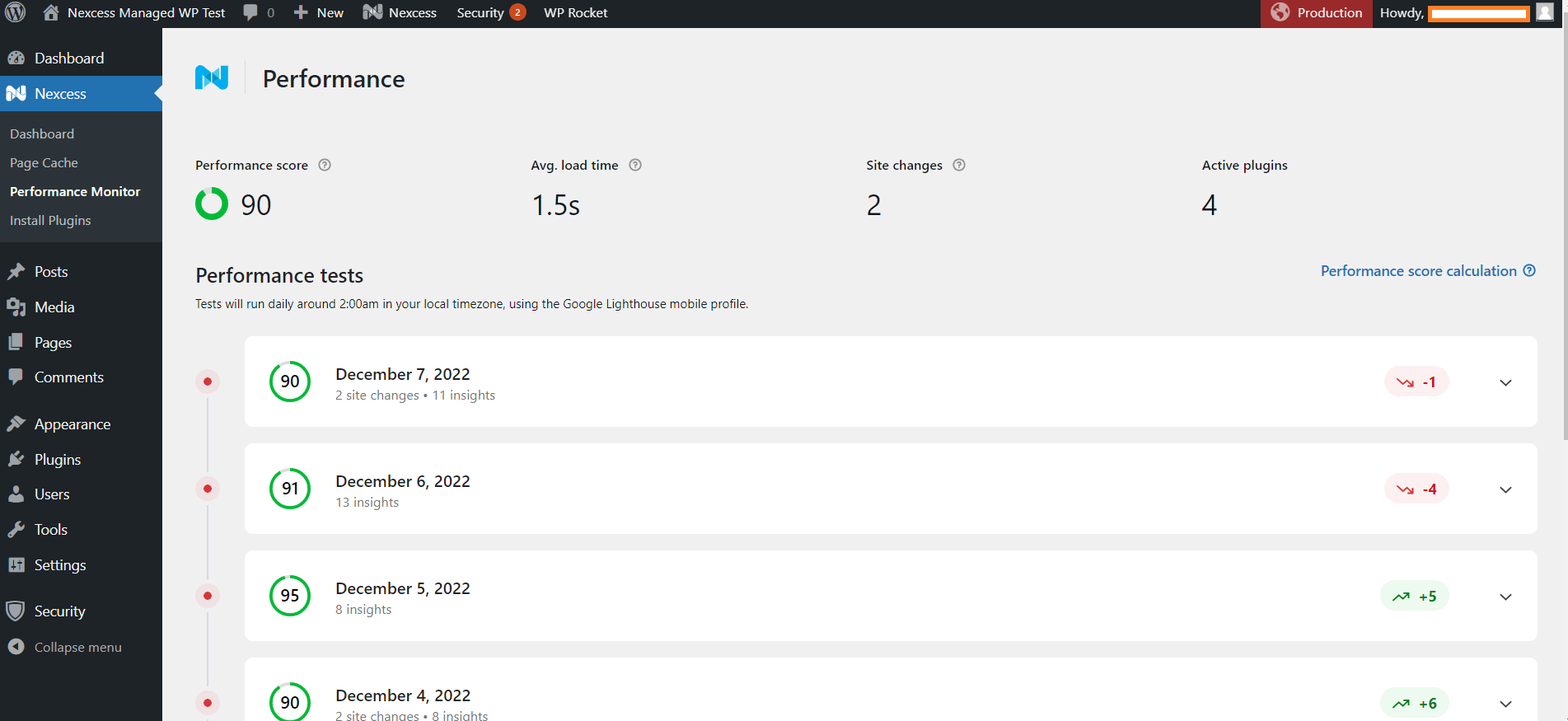 Nexcess Dashboard Performance Monitor